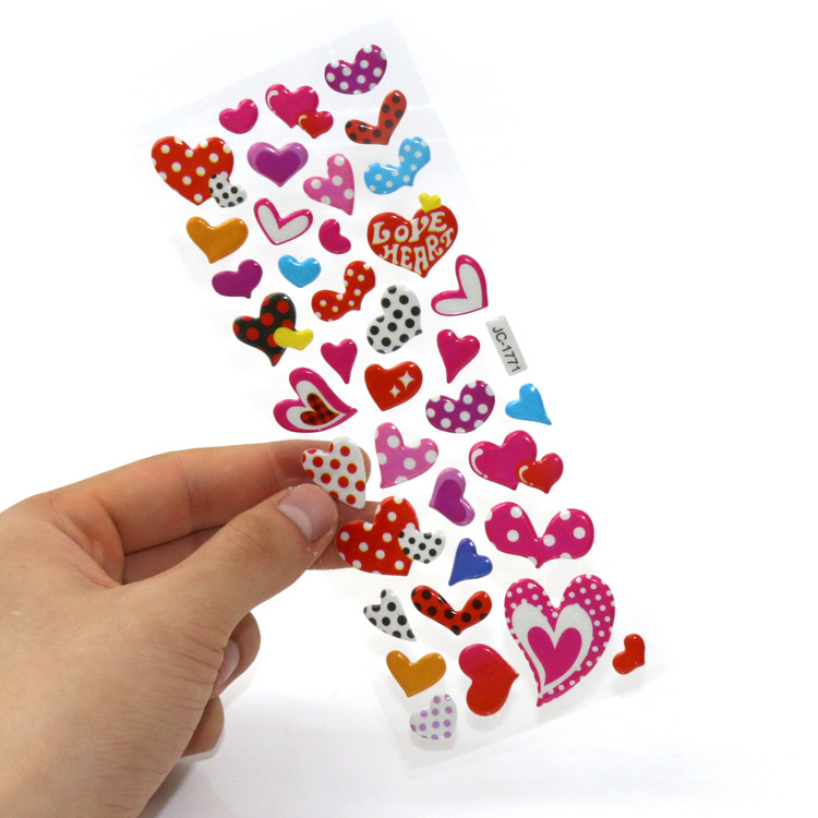 Children's cartoon heart-shaped 3D bubble stickers, children's stickers, baby reward stickers, Valentine's Day small gifts and giveaways Application Scenario