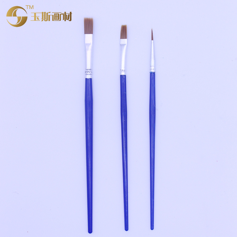 Plastic Pole Nylon Wool Pointing Pen Flat Head Digital Oil Paintbrush Enamelled Plaster Ceramic Painted Children's Paintbrush details Picture
