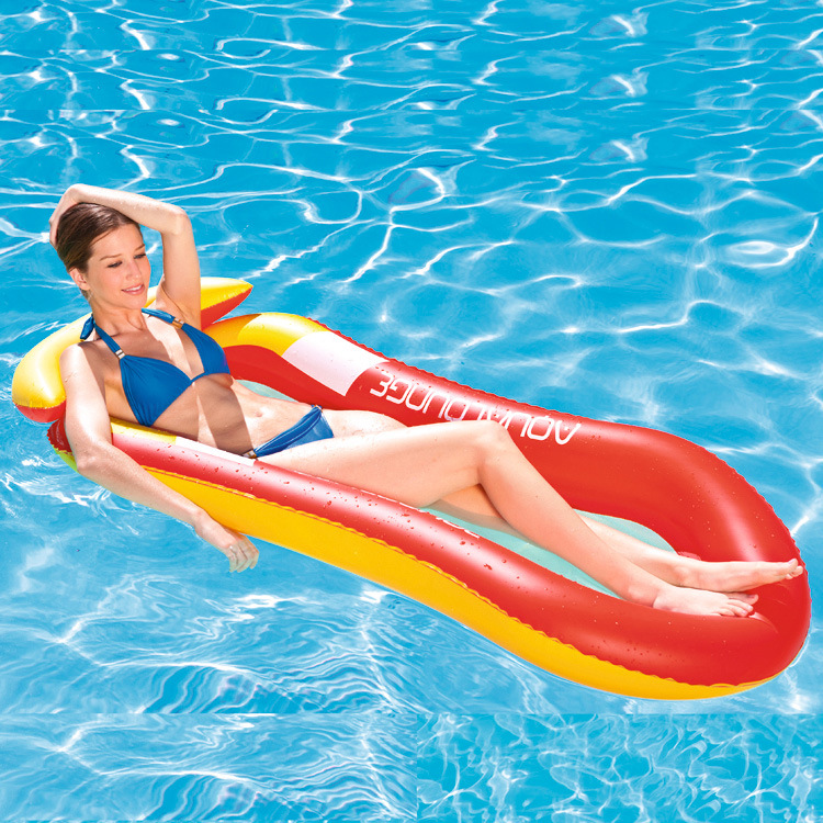 New Inflatable Water Recliner With Net With Armrest Sofa Floating Row Adult Swimming Ring Water Toy Thickened Floating Bed details Picture