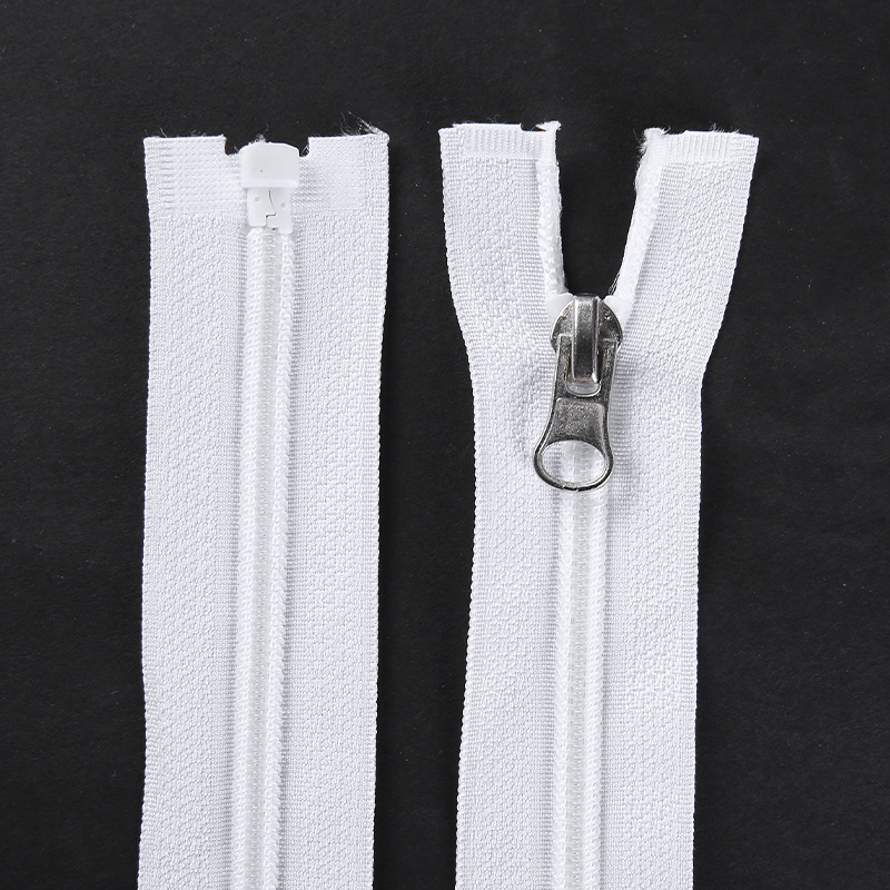 Wholesale No. 5 nylon injection-molded tail-end zippers for clothing, home textiles, bags and anti-static zippers. Customized sizes available Application Scenario