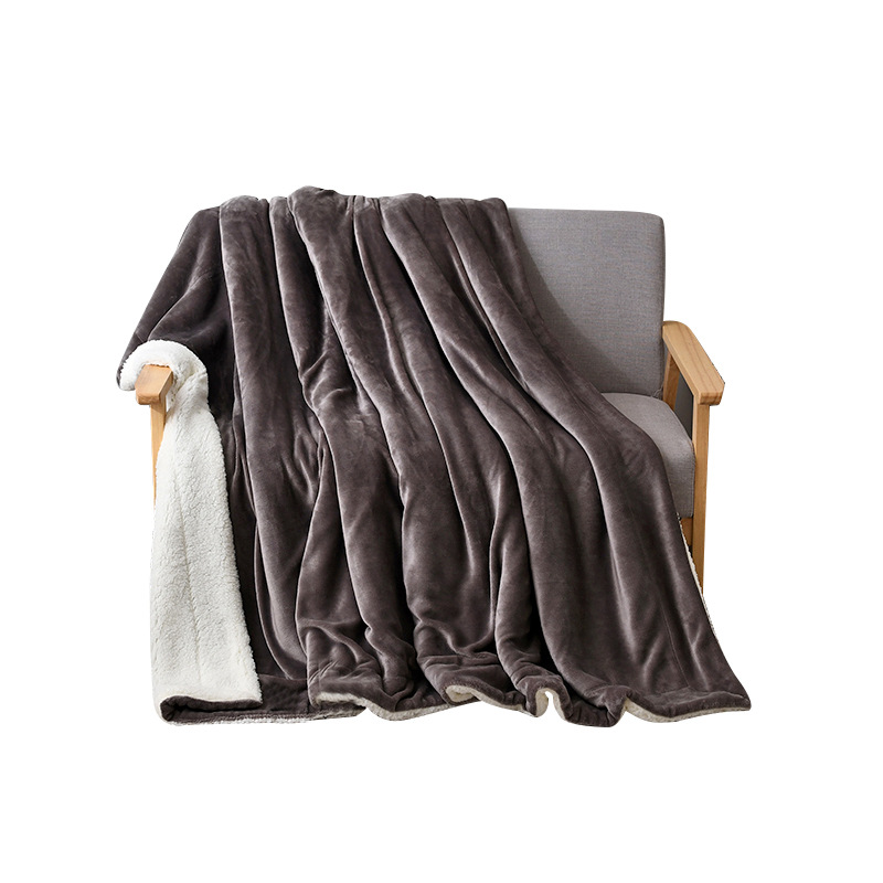 Manufacturers Direct Sales Of Lamb Wool Blanket Solid Color Winter Thickened Blanket Single And Double Blanket Double-Layer Gift Blanket Wholesale Item Picture