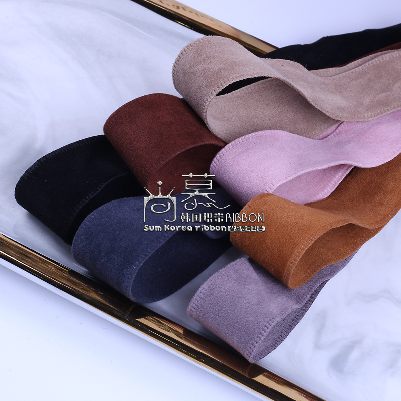 Korean deerskin velvet ribbon hair accessories diy flower materials hat gift box packaging clothing accessories flocking ribbon details Picture