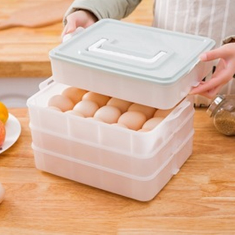 鸡蛋盒饺子盒冰箱保鲜收纳盒冻饺子馄饨盒分格托盘0750