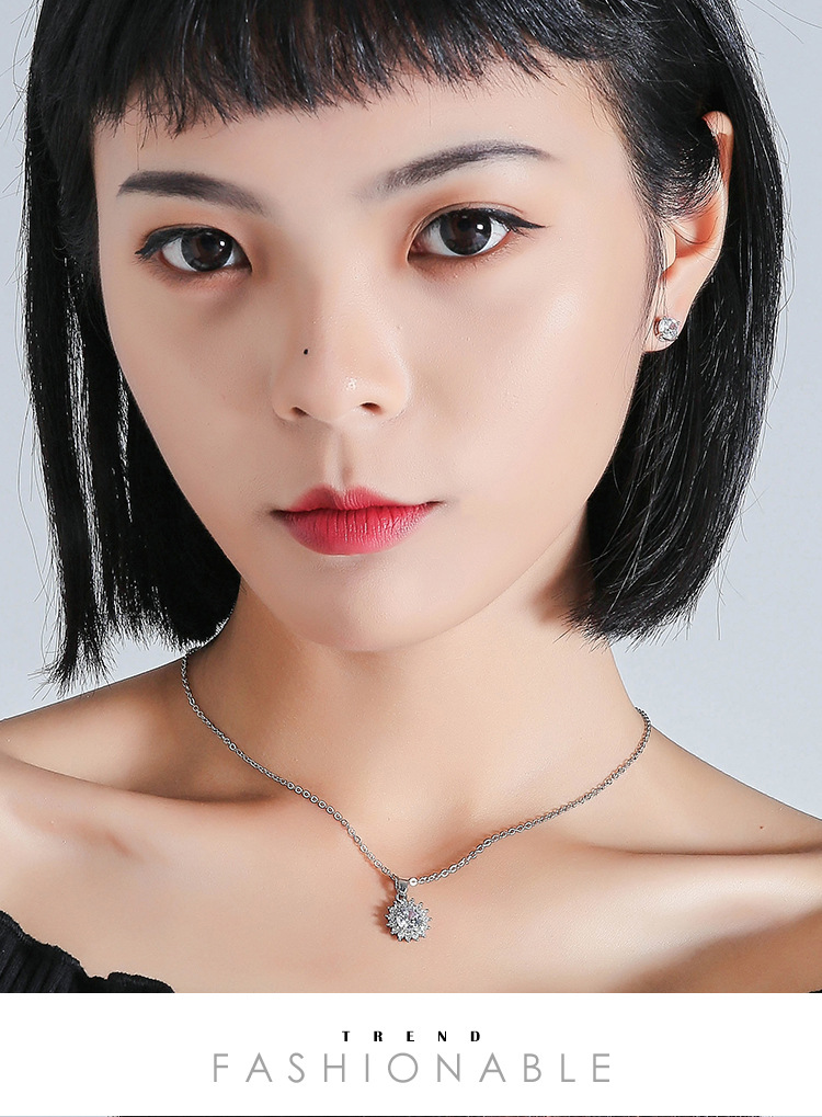 The popular new zircon jewelry geometric Sun fashion high-end necklace and earring set supports one-piece consignment pic 20