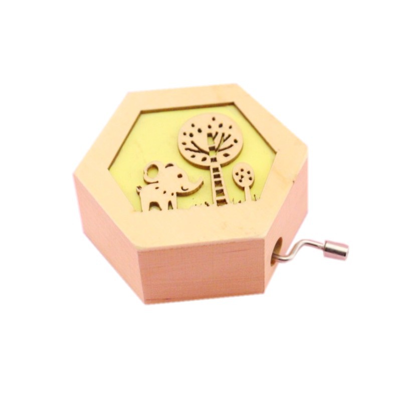 Forest Story hollow creative music box Hand-cranked music box Wooden music box creative gift Item Picture