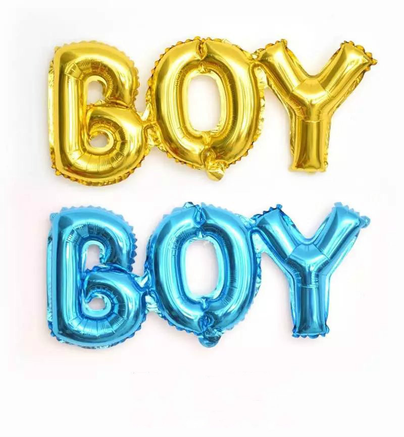 Siamese English letter aluminum film balloon BABY GIRL BOY wedding decoration premium Siamese letter balloon Specification drawing