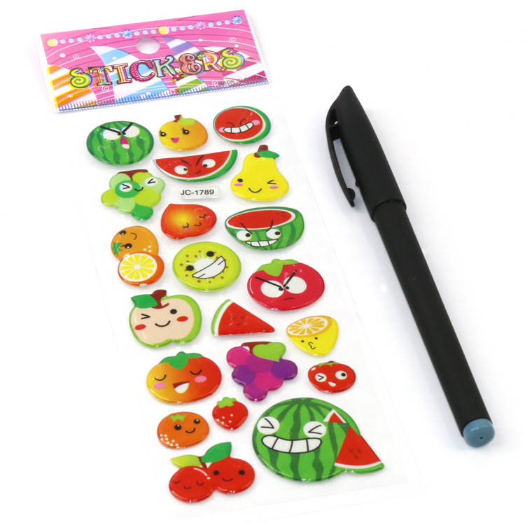 Children's stickers, cartoon fruits, cartoon animations, 3D bubble stickers, kindergarten reward stickers, factory direct sales Specification image