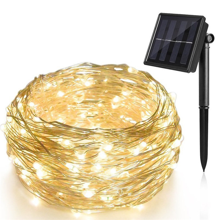 Wholesale of light strings, solar light strings, copper wire led lights, 8-function outdoor waterproof garden lights, Christmas decorative colored lights