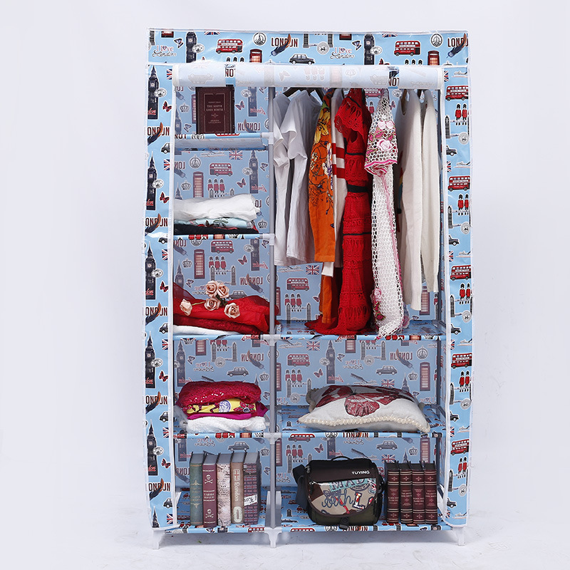 Supply the whole simple wardrobe non-woven printed wardrobe dustproof folding cabinet zipper storage cabinet wholesale full figure