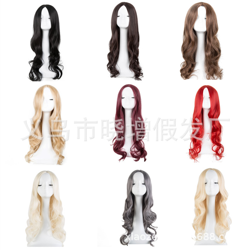 Manufacturer's chemical fiber wigs, African long curly hair wigs, women's middle split wavy wigs, European and American fashion wigs, in stock and wholesale Specification image