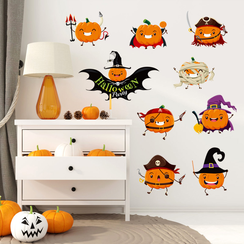 [Sk6073ds] All Saints Pumpkin Window Cabinet Living Room Bar Corner Decoration Wall Paste Pvc details Picture