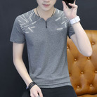 夏季新款男式V领外贸韩版短袖t恤男潮流大码男装体恤一件代发
