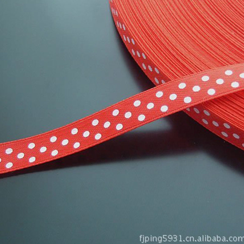 Jewelry Bow Print Dot Ribbon Available In Stock 3-Point Print Ribbon Print White Polka Dot Rib Ribbon details Picture
