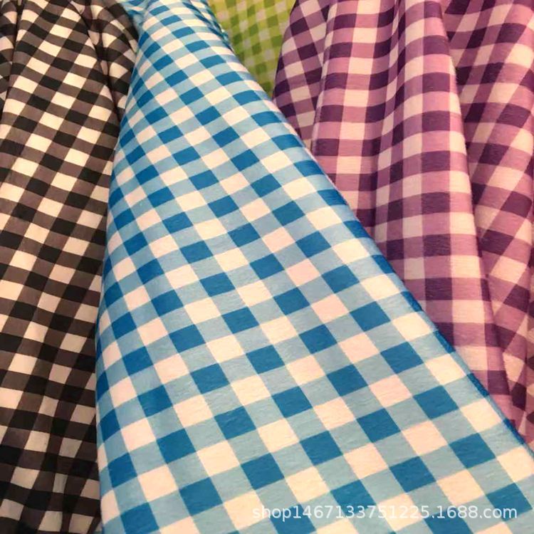 国潮短毛绒布格子印花布料家居服装玩具纺织工艺品布涤纶面料产品图