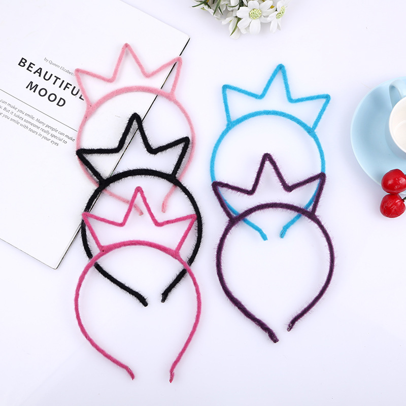 Halloween Korean Version Cute And Playful Plush Crown Hair Hooped Headgear Multi-Color Stalls Night Market Supply Hot Wholesale Sale
