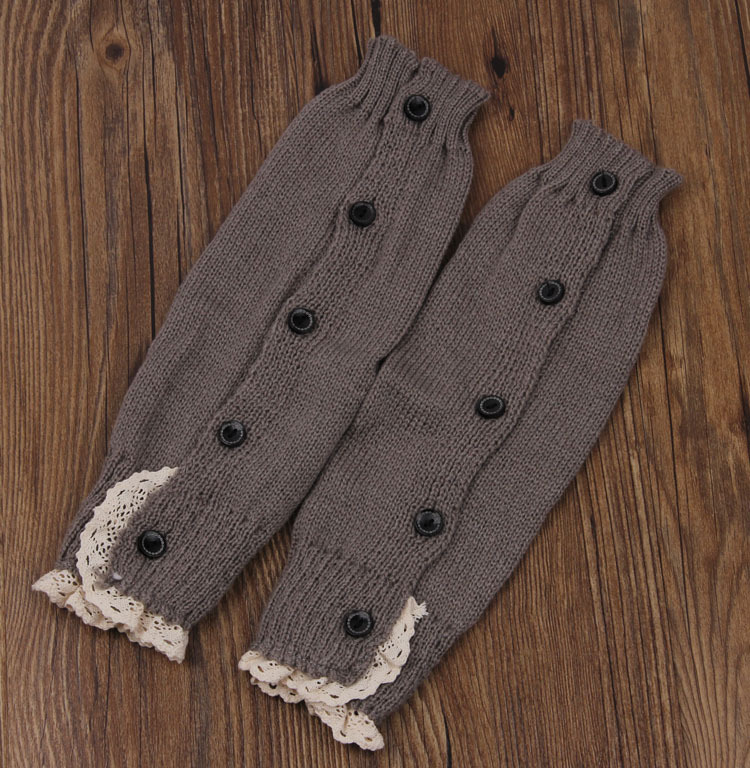 Hot-selling children's lace-trimmed flat 5-button woolen sock, boot and leg guards on ebay AliExpress Specification image