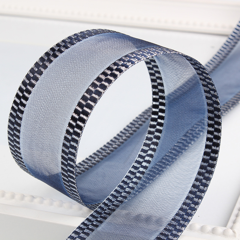 Dingxin Ribbon Wholesale: Korean double-sided silver silk snow Ribbon, DIY handmade butterfly decorated ribbon, edge net ribbon Specification image