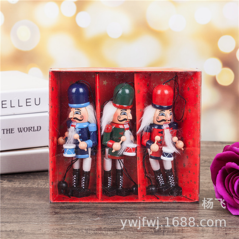 New 15Cm Nutcracker String Soldier Puppet Crafts Wholesale Creative Christmas Hanging Gift Toys