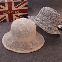 Spring and summer Korean stars of the same style thin cotton thread knitted folded peplum fisherman's hat basin hat visor hat women's hat tide