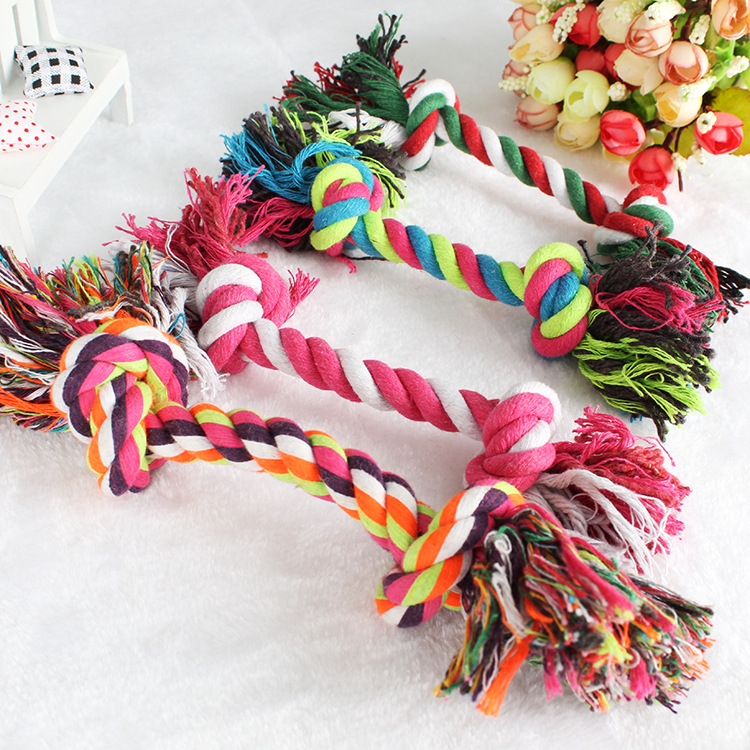 Woven rope pet toys, durable teeth grinding, dental cleaning cotton rope knots, dog toys, pet daily necessities in stock wholesale
