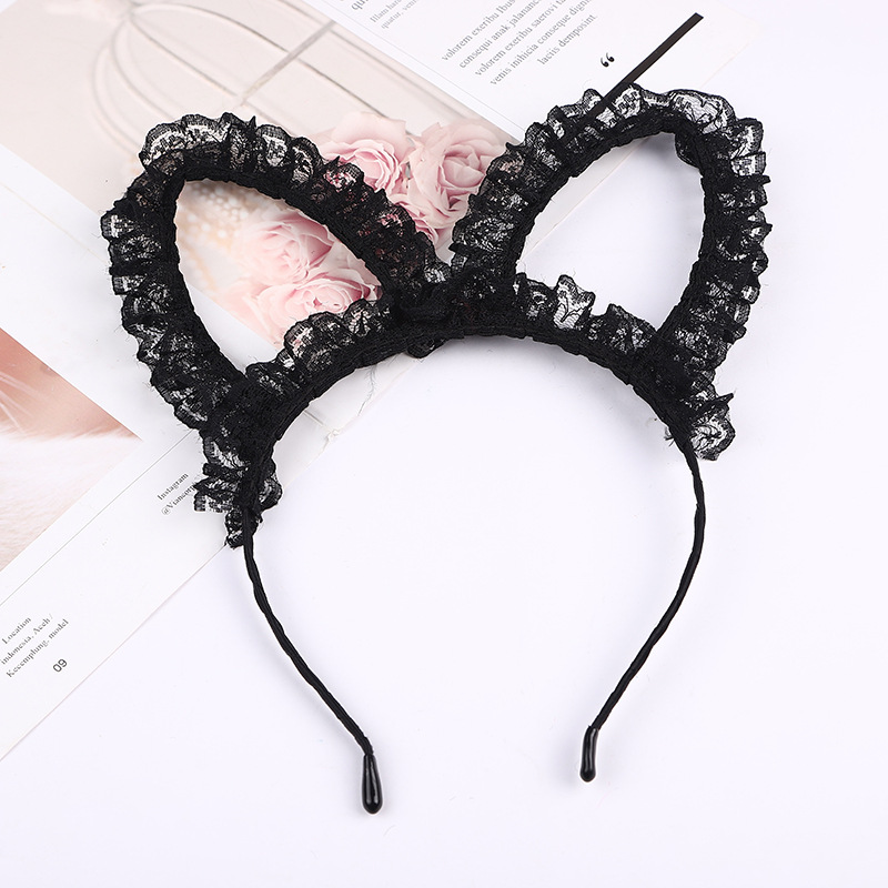 Japanese And Korean Style Handmade Water Soluble Lace Sexy Hollow Cat Ears Hair Band Hair Accessories Factory Direct Sales
