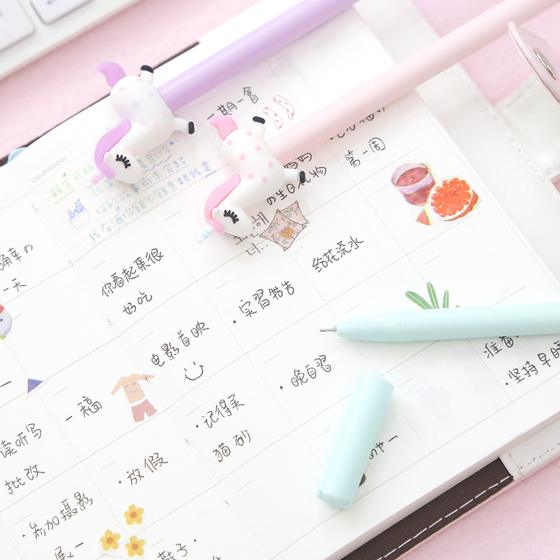ZF1899 Korean version stationery: Cute Unicorn gel pen, Black creative signature pen, children and students' ballpoint pen stationery Specification image