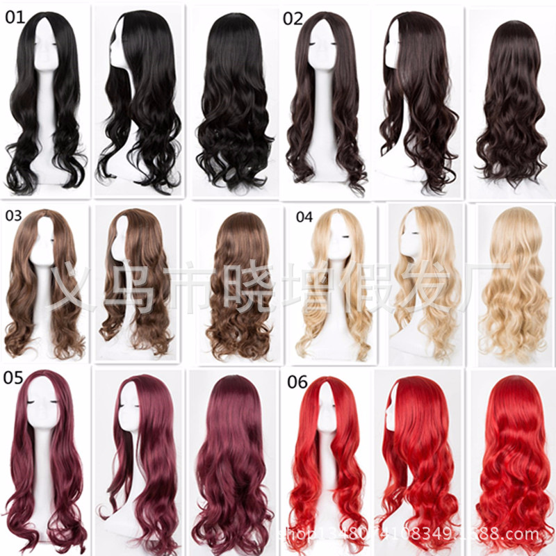 Manufacturer's chemical fiber wigs, African long curly hair wigs, women's middle split wavy wigs, European and American fashion wigs, in stock and wholesale details Picture