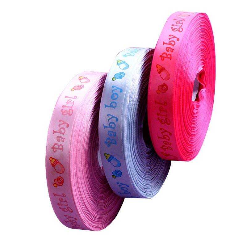 Tri-Color Plain Print Polyester With Logo Text Print Polyester With Wholesale Flowers Decorative Thread Tape Item Picture