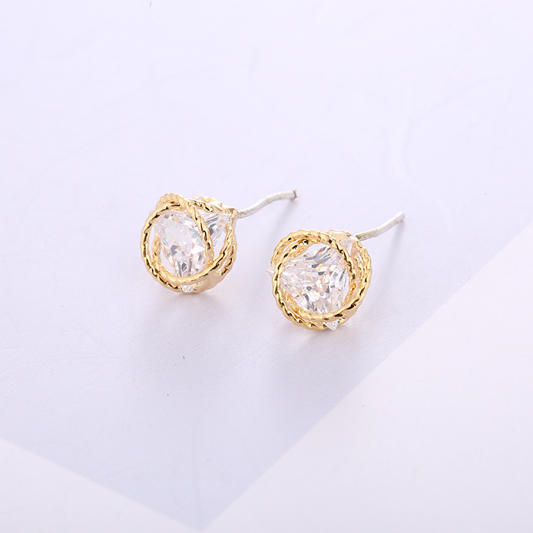 Korean Version Of Fashion Earrings Geometric Stereoscopic Mini Zircon Earrings Female Simple Earrings All Matching Earrings Manufacturers Wholesale Specification drawing