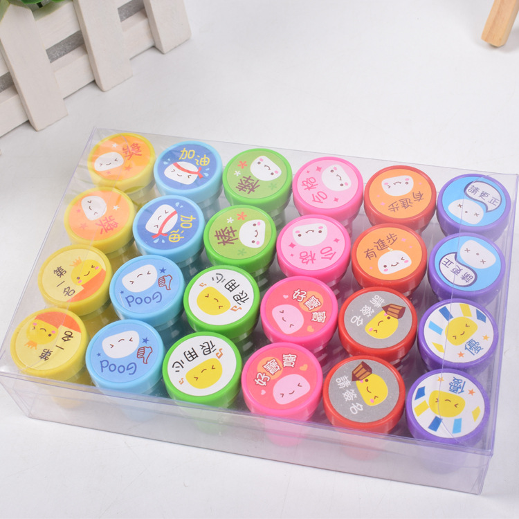 Teacher's homework evaluation and correction plastic seal, cute cartoon children's toy seal details Picture