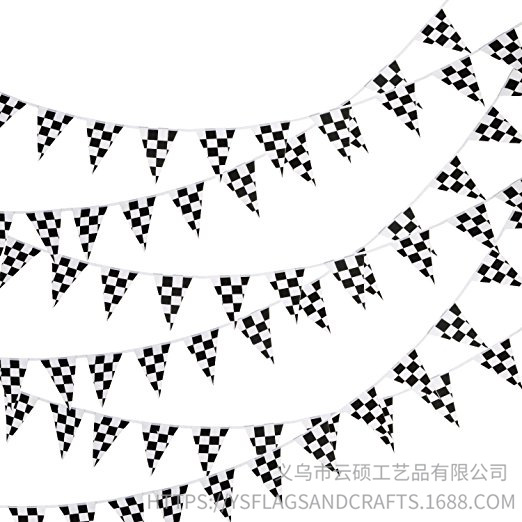 F1赛车串旗 黑白格赛车串旗 8号黑白格赛车三角串旗比赛装饰拉旗详情图3