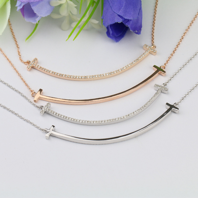 Korean Version S925 Silver Simple Smile Face Necklace First Half Life Star With Goddess Collarbone Set Chain