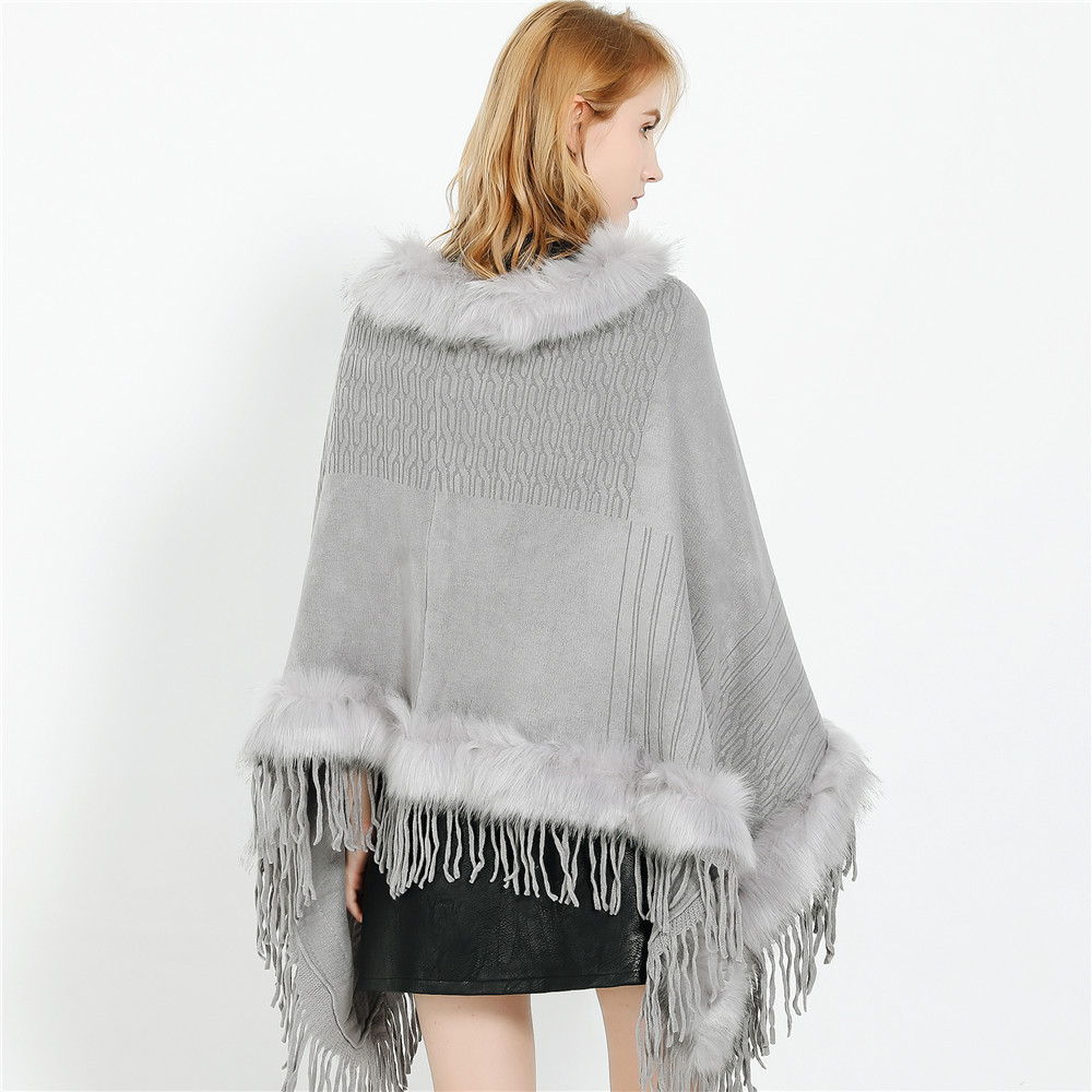 Autumn And Winter Hot Cross-Border Fashion Europe And The United States Style Solid Color Pullover Hair Collar Large Fringe Imitation Cashmere Shawl Scarf Specification drawing
