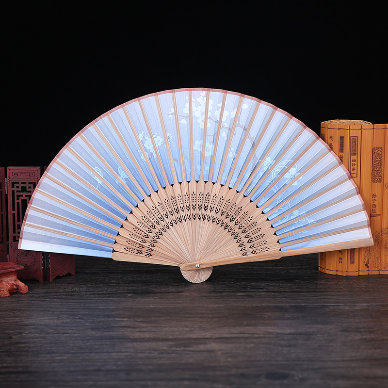 High-Grade Female Fan A Smile Butterfly Japanese Head Green Bamboo Folding Fan Summer Small Female Folding Fan Specification drawing