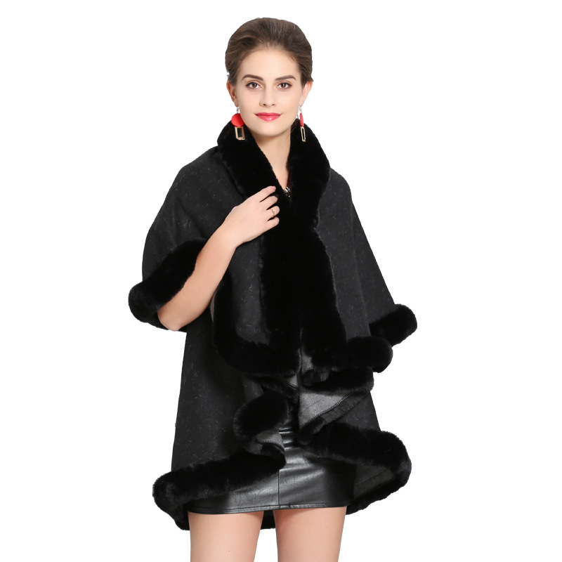 2021 Europe And The United States Autumn And Winter New Imitation Fox Fur Collar Double Double Cape Coat Manufacturers Direct Sales 1394# Application Scenario