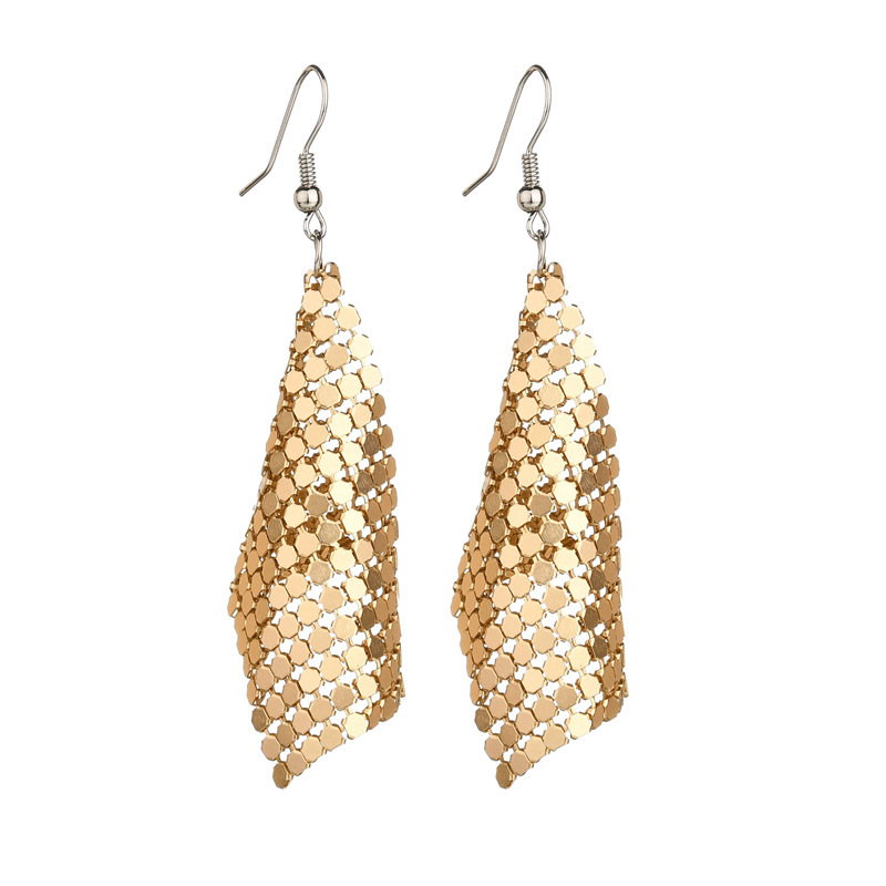 New cross-border sequined exaggerated earrings from Europe and America, multi-color large-area sequined ear hooks, versatile metal earrings for women Item Picture