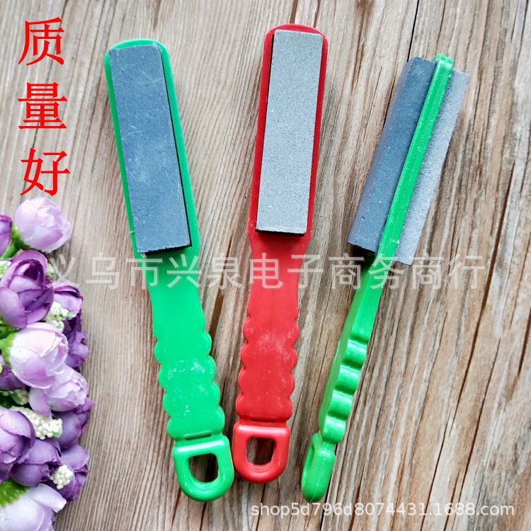 【2-1区】手柄磨刀石350/箱 塑料把磨刀石多功能磨刀刷 双面油石 磨刀器一元两元批发