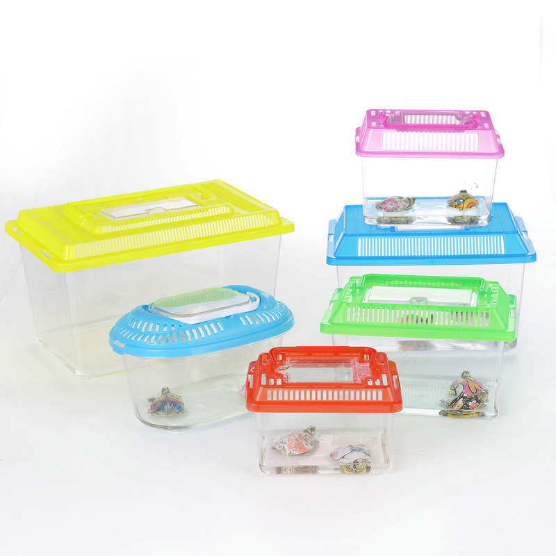 Wholesale of large, medium and small-sized portable plastic goldfish tanks, transparent turtle tanks, reptile pet breeding and transportation boxes from manufacturers Application Scenario
