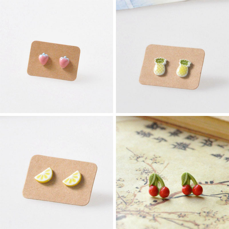 Wholesale ceramic stud earrings, strawberry, cherry and watermelon earrings, cute and sweet fruit stud earrings, new style accessories from Jingdezhen Application Scenario