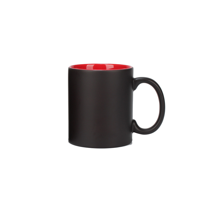 Wholesale round handle ceramic color-changing cups, heat transfer printing cups, DIY coated impression water cups, blank inner color magic cups Item Picture