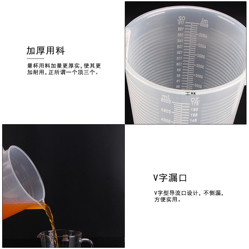 塑料带盖量杯刻度透明烘焙奶茶用品厨房计量杯多容量咖啡刻度量杯详情图4
