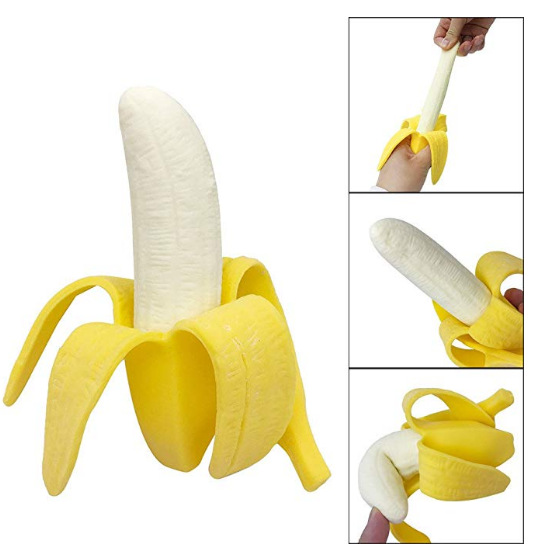 squishy banana剥皮仿真拉力挤压发泄香蕉捏捏乐TPR玩具减压玩具图
