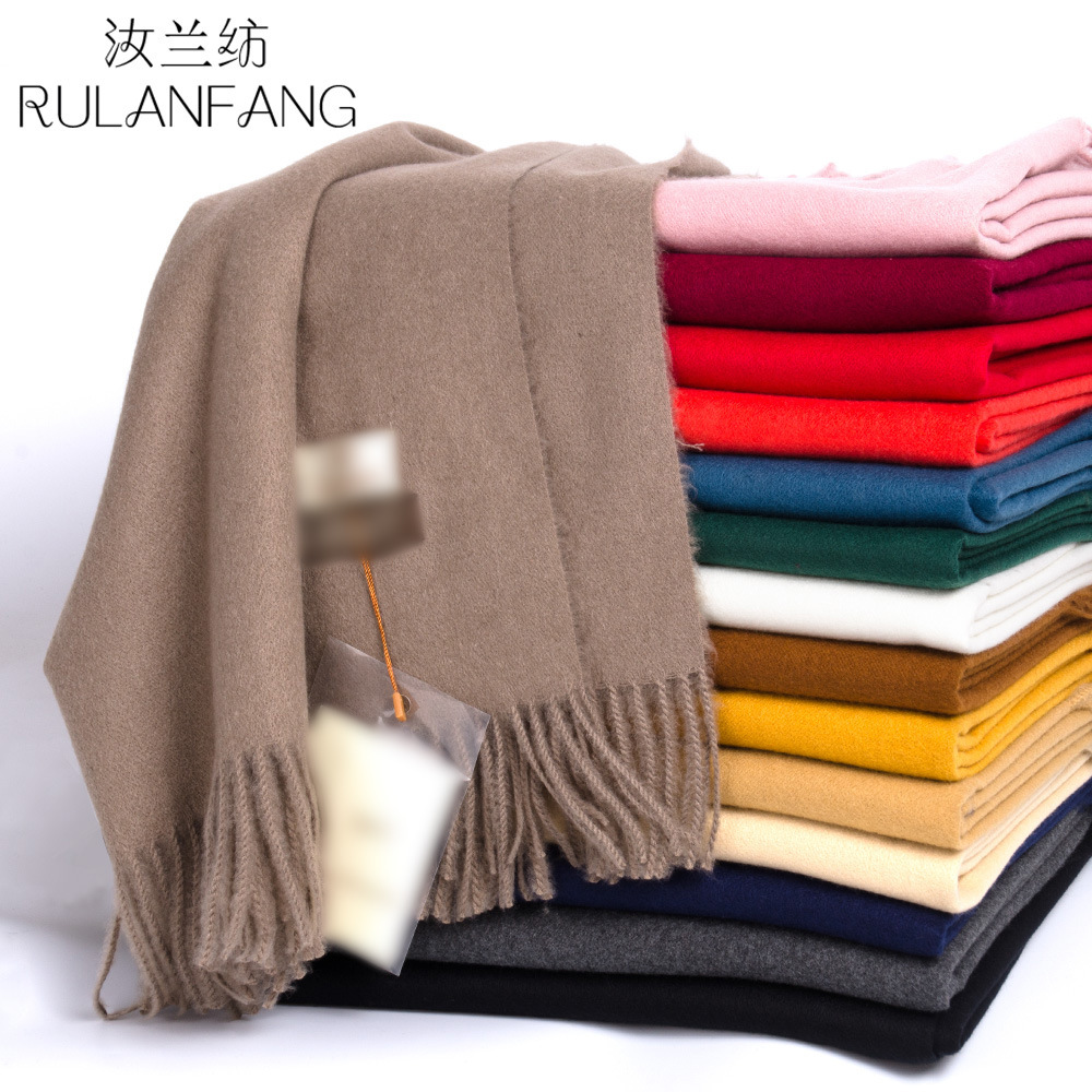 Solid Color Cashmere Scarf Women's Winter Thickened Warm Men's Scarf Wholesale 2021 Korean Version With Tassel Cape