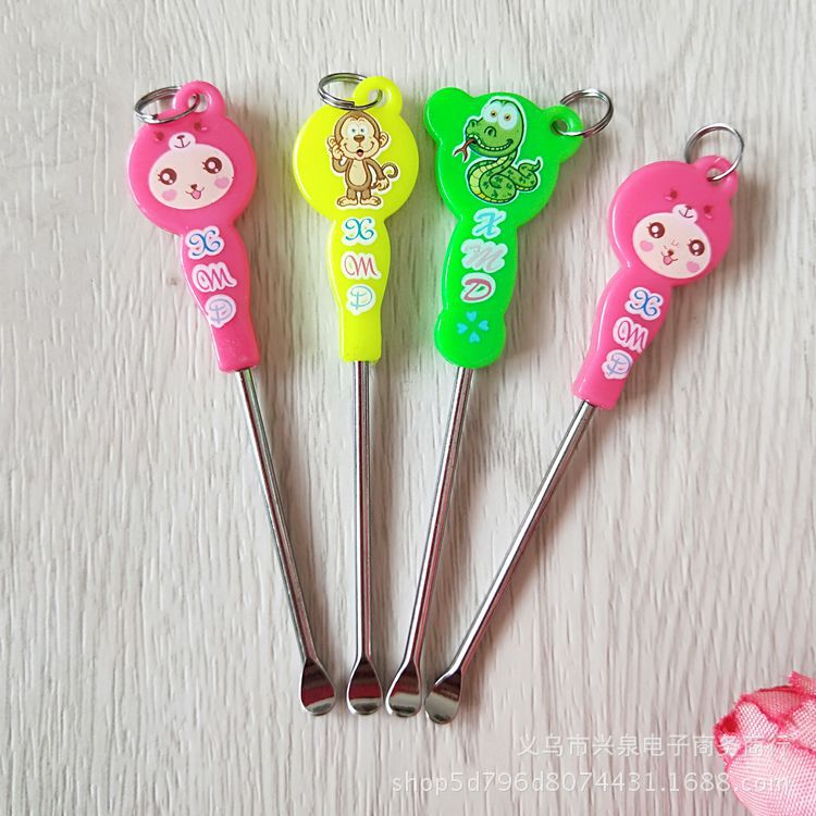 【 Zone 1-4 】 Cartoon ear spoons 50 per box, 4,800 cases, one-yuan store cartoon ear spoons, box-packed ear spoons, cartoon wide handle ear picks, metal ear spoons, one-yuan and two-yuan department store supplies