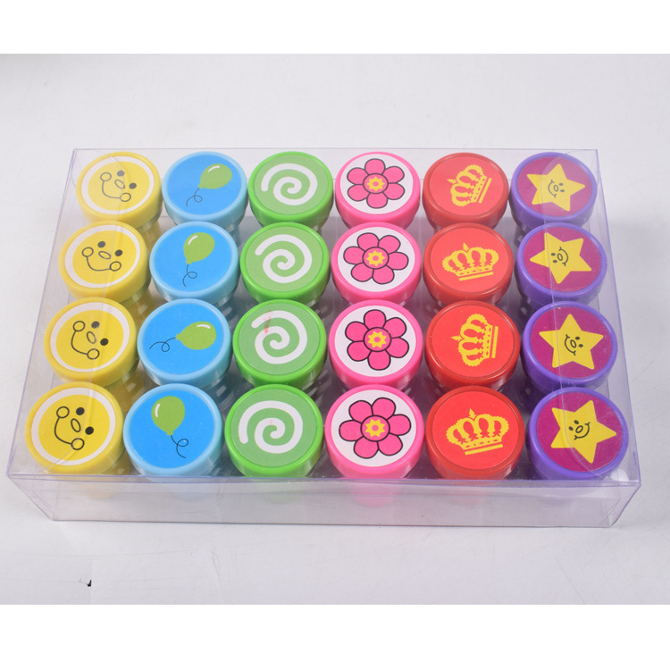 塑料皇冠花朵印花儿童玩具 幼儿教师奖励章 礼品印章厂家批发