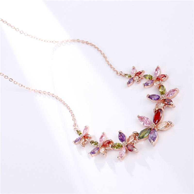 Kashi Accessories' "Life Like Summer Flowers" AAA Zircon necklace, Seven-color Zircon necklace wholesale Korean version fashionable accessories Specification image