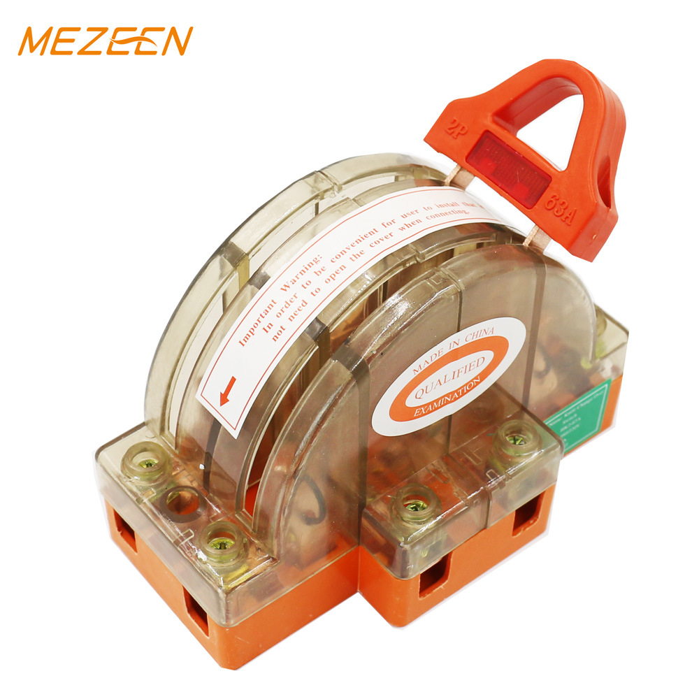 2P63A all-copper transparent tape LED bidirectional double-throw knife switch power transfer knife switch bidirectional knife switch