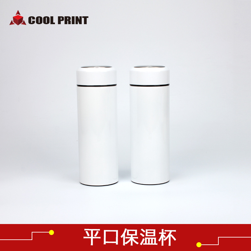 DIY flat-mouth heat transfer insulated cup, blank coating insulated bottle, 304 stainless steel portable office tea cup