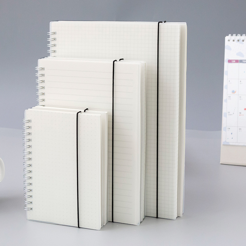 Qianyu Culture Pp Frosted Coil This Transparent Horizontal White Paper Grid Dot-Matrix Ledger Binding Notepad