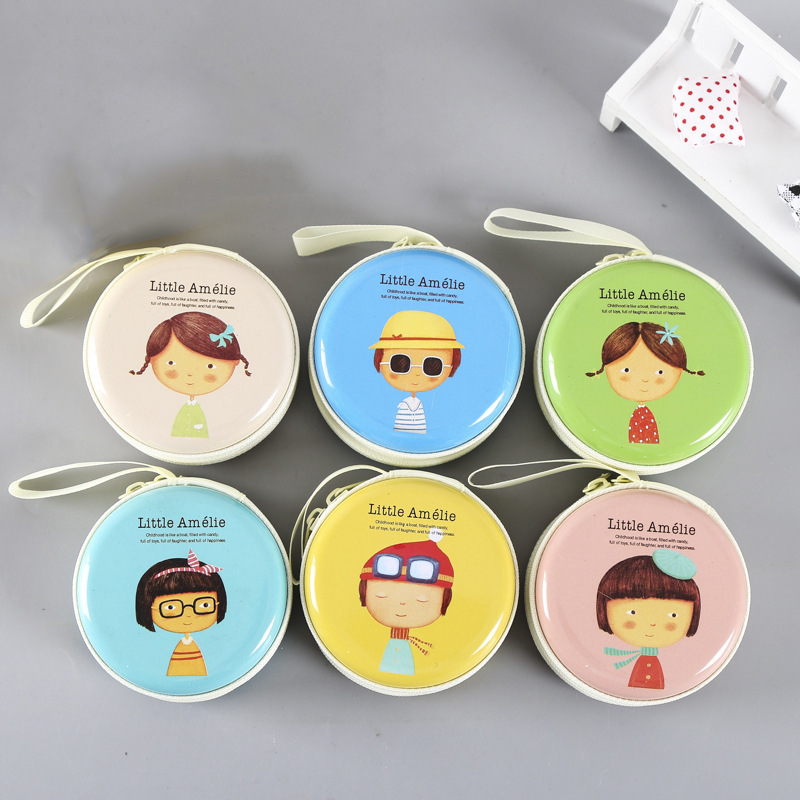 New Tinplate Coin Purse Mini Children's Round Zipper Bag Cartoon Coin Earphone Wire Key Storage Bag Application Scenario